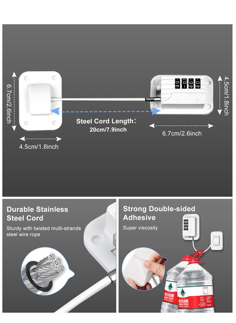 Y&D - Refrigerator Lock Combination Fridge Locks 2 Pack Adhesive RV for Adults White Safety Kids Electric Mini Freezer Door - Image 1