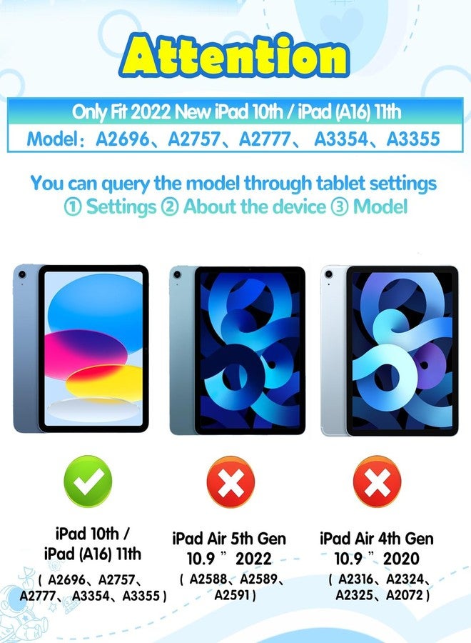 Wazzasoft for iPad A16 Case - for iPad 10th Generation Case Boys Cute Astronaut Cover Kawaii 3D Cartoon Cool with Rotating Handle Stand + Strap Soft Silicone Funda for Apple 10/11th Gen 10.9 Inch - Image 2