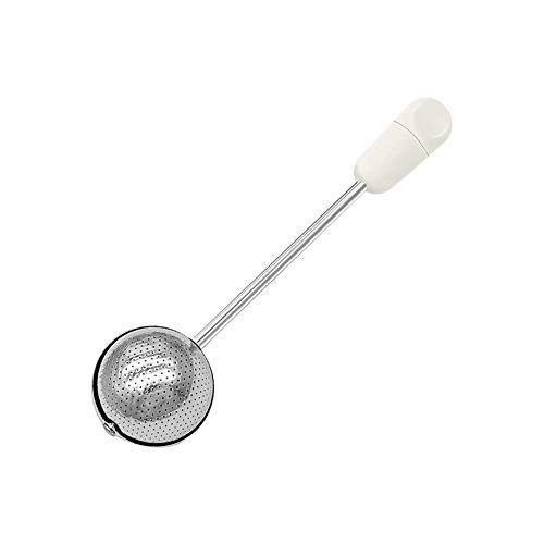 AISIBO Sugar Shaker Duster Wand for Flour and Spices, Stainless Steel Spoon Powder Sugar Duster, Rotating Tea Filter, Easy One-Handed Operation (White) - Image 1