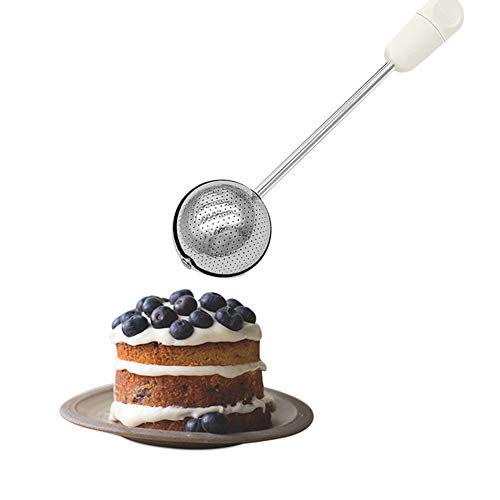 AISIBO Sugar Shaker Duster Wand for Flour and Spices, Stainless Steel Spoon Powder Sugar Duster, Rotating Tea Filter, Easy One-Handed Operation (White) - Image 3
