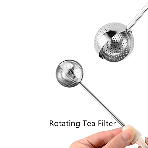 AISIBO Sugar Shaker Duster Wand for Flour and Spices, Stainless Steel Spoon Powder Sugar Duster, Rotating Tea Filter, Easy One-Handed Operation (White) - Image 5
