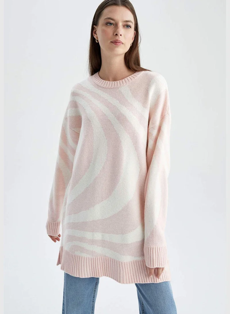 DeFacto Woman Regular Fit Crew Neck Long Sleeve Tricot Tunic