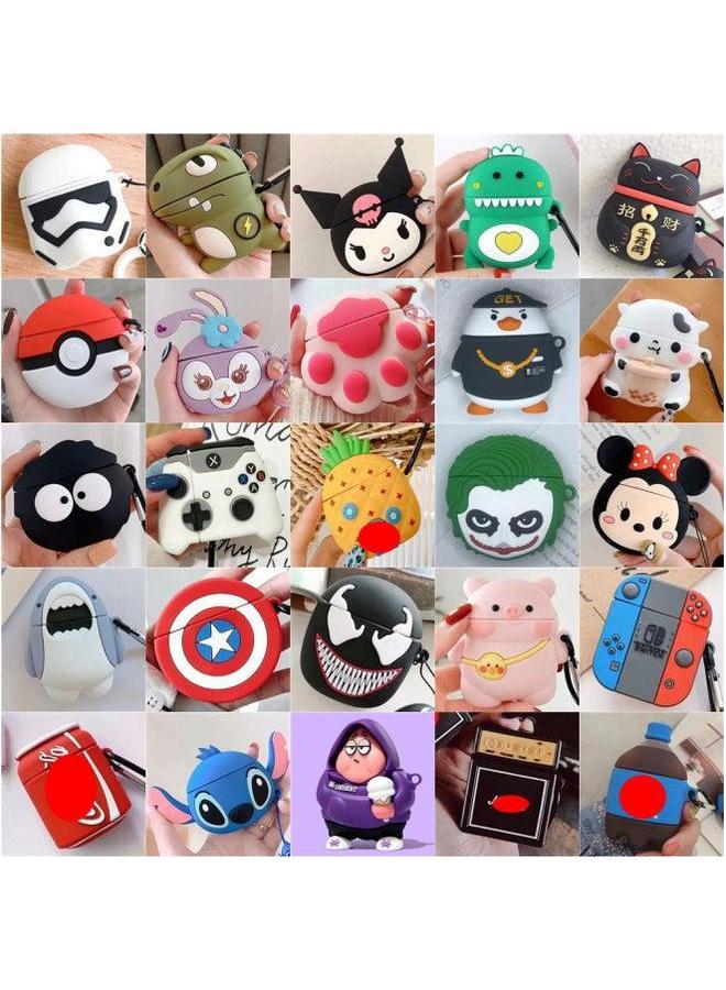 Creative Airpods Second Generation Silicone Protective Case For Apple Wireless Bluetooth Headset Cartoon Cute Soft Case-Color:F31 (with Hook)-Applicable Model:airpods 1/2 - Image 2