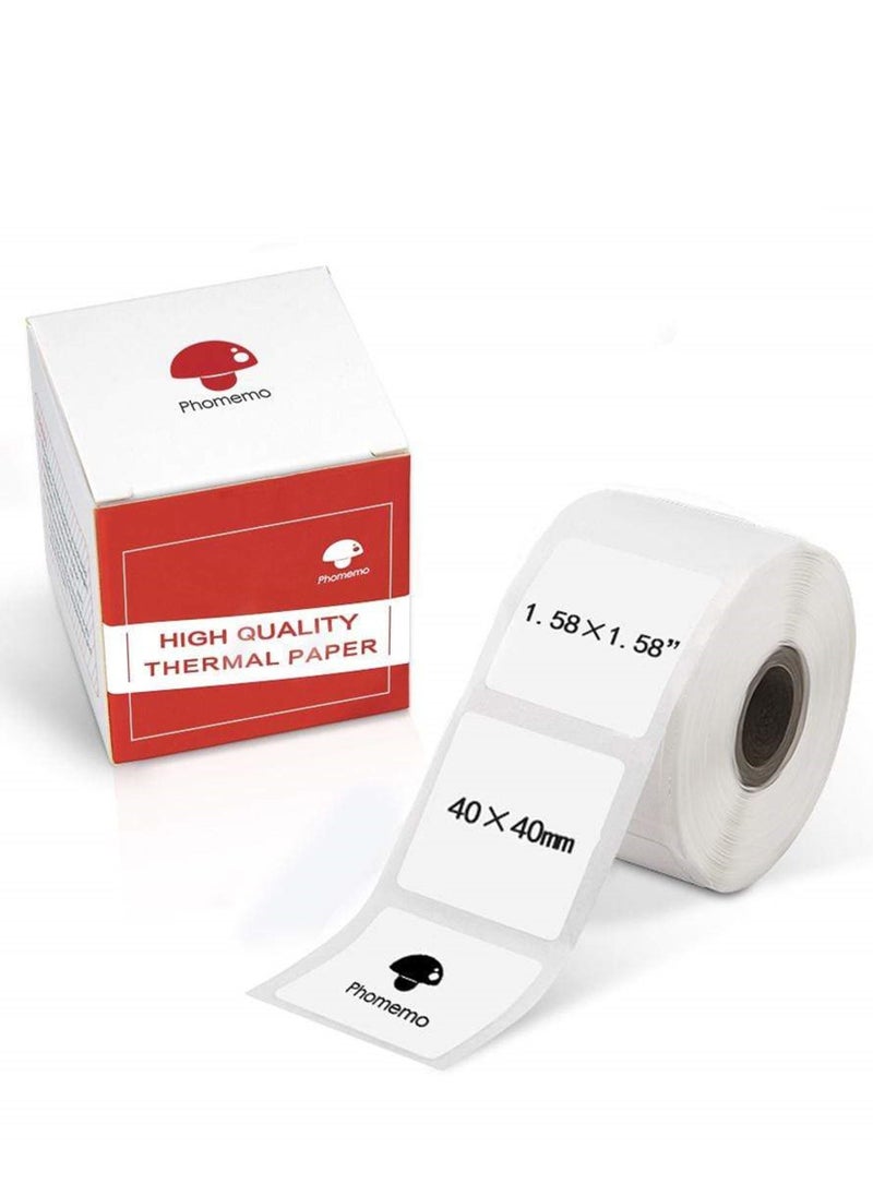 phomemo Multi-Purpose Self-Adhesive Round Label for Phomemo M110 M200 40x40 mm Thermal Label for Barcode Label DIY Logo Design Black on White  - Image 1
