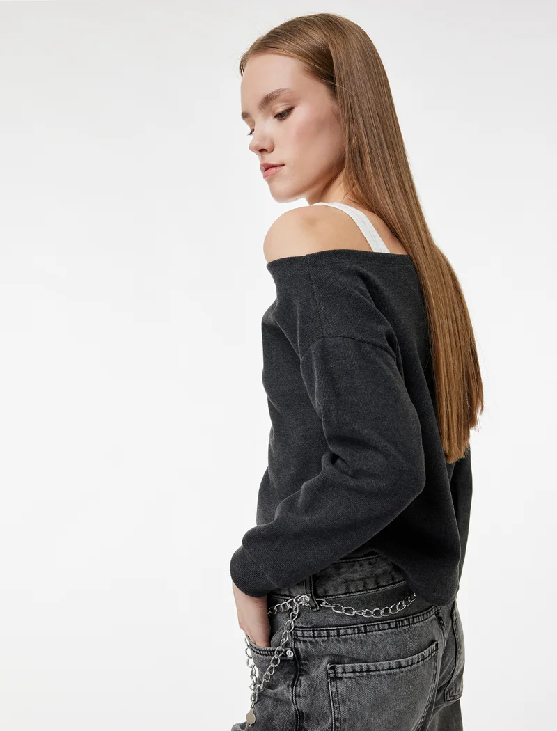 كوتون Asymmetric Neck T-shirt