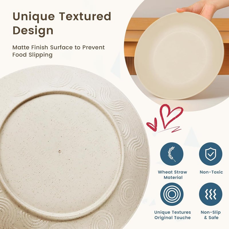 Homienly مجموعة أدوات المائدة هومينلي 40 قطعة خدمة لـ 8 أشخاص مجموعة أدوات مائدة من قش القمح غير قابلة للكسر أطباق مجموعة أطباق مجموعة أكواب مجموعة آمنة في الميكروويف وغسالة الصحون للوجبات الخارجية بيج - Image 3