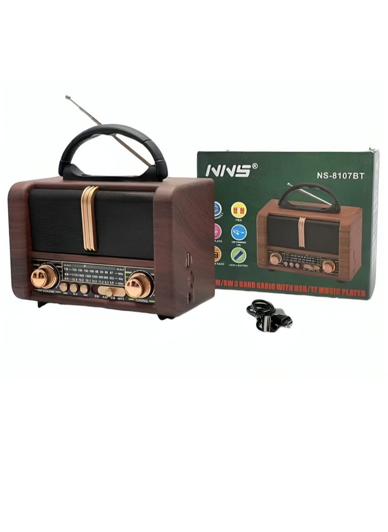 NNS Radio NS-8107BT Wireless Rechargeable Radio Fm Classsic Multicolour  - Image 2