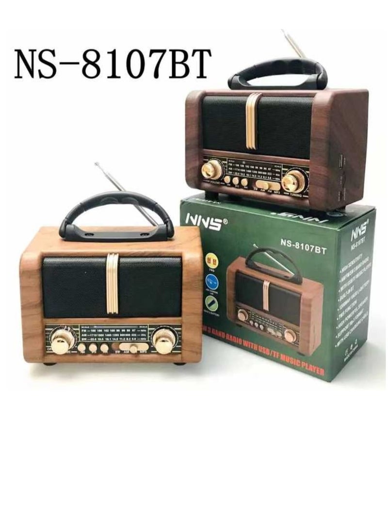 NNS Radio NS-8107BT Wireless Rechargeable Radio Fm Classsic Multicolour  - Image 3