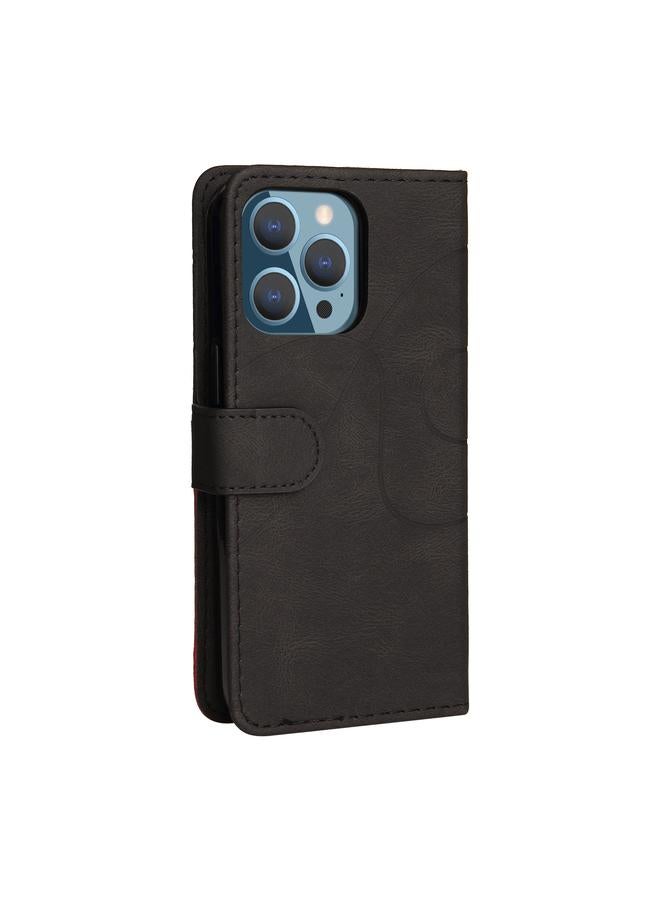 Zaboon Case For iPhone 13 Pro Dual-color Splicing Horizontal Flip PU Leather Case with Holder & Card Slots & Wallet - Image 3