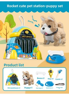 Generic Children's Toy Dog Walking Can Call Baby Simulation Electric Plush Puppy Boy Cute Pet Electronic Dog Girl-Color:Rocket Cute Pet 8-piece Set [corgi]]  - Image 1