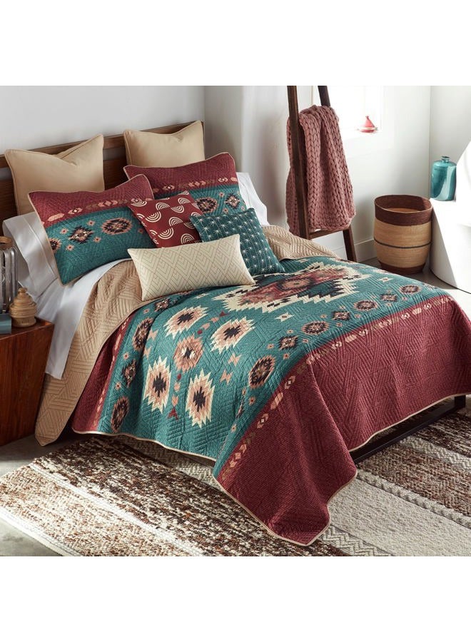 Donna Sharp Queen Bedding Set - 3 Piece - Apache Southwest Quilt Set, Bed Comforter, Bed Quilt with Queen Quilt and Two Standard Pillow Shams - Machine Washable - Image 3