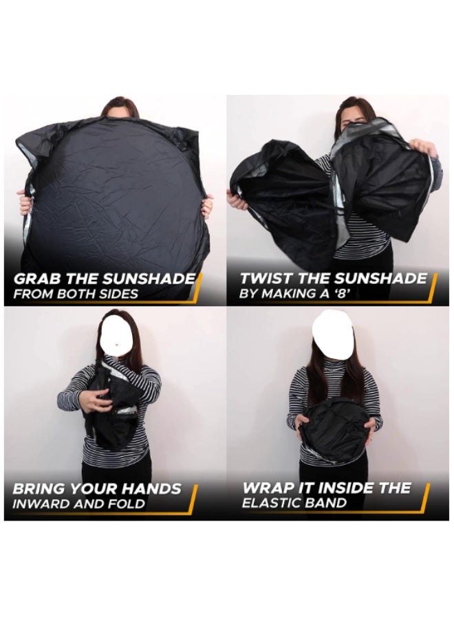 Car Windshield Sun Shade, Foldable Reflector Sunshade Offers Ultimate Protection for Car Interior, Cool Reflective Sun Blocker, UV Rays and Heat Sun Visor Protector - Image 3