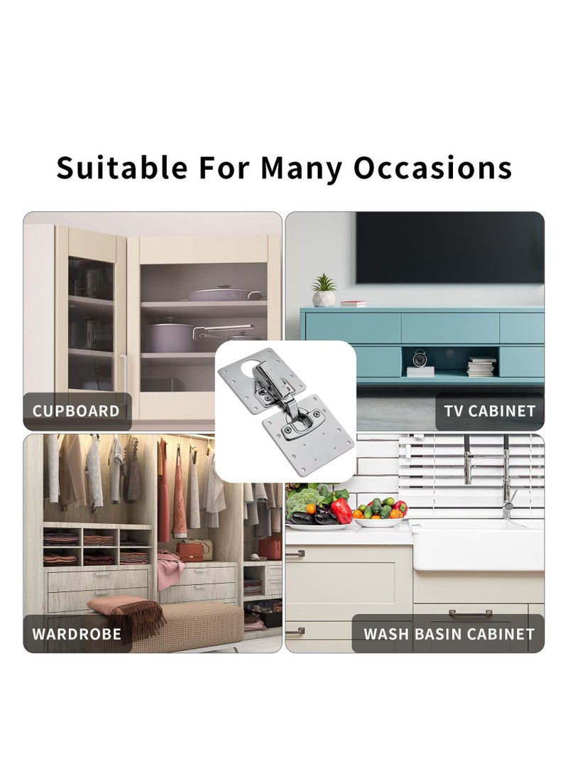 SYOSI 10Pcs Cabinet Hinge Repair Plate, Stainless Steel Hinge Fixing Plate Bracket Kit, Cupboard Door Hinge Repair Mounting Plates with Holes for Cabinet Furniture Drawer Windows  - Image 4
