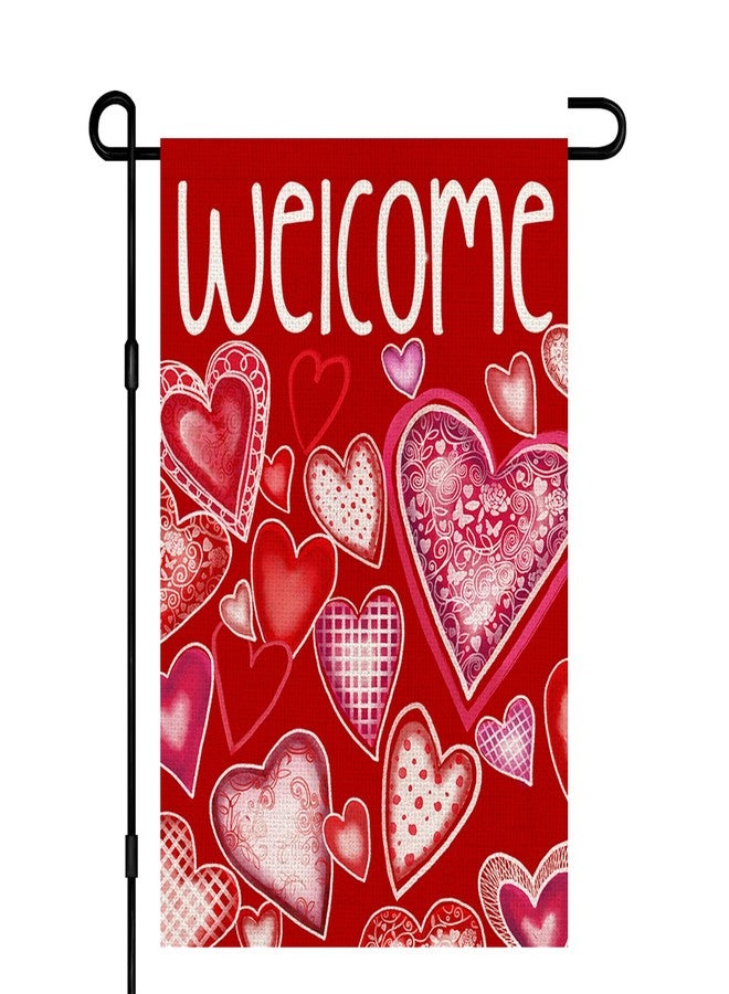Decorhua Valentine Day Garden Flag Burlap 12x18 Double Sided, Spring Love Heart Sign Decoration for Outdoor Seasonal Yard DF397 - Image 1
