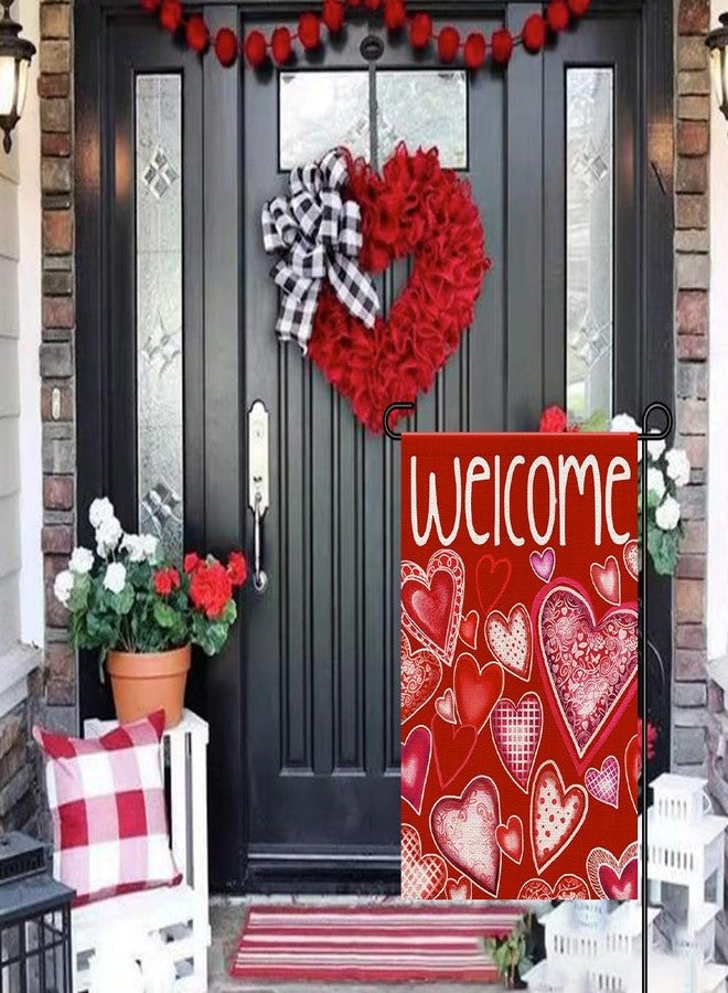 Decorhua Valentine Day Garden Flag Burlap 12x18 Double Sided, Spring Love Heart Sign Decoration for Outdoor Seasonal Yard DF397 - Image 2