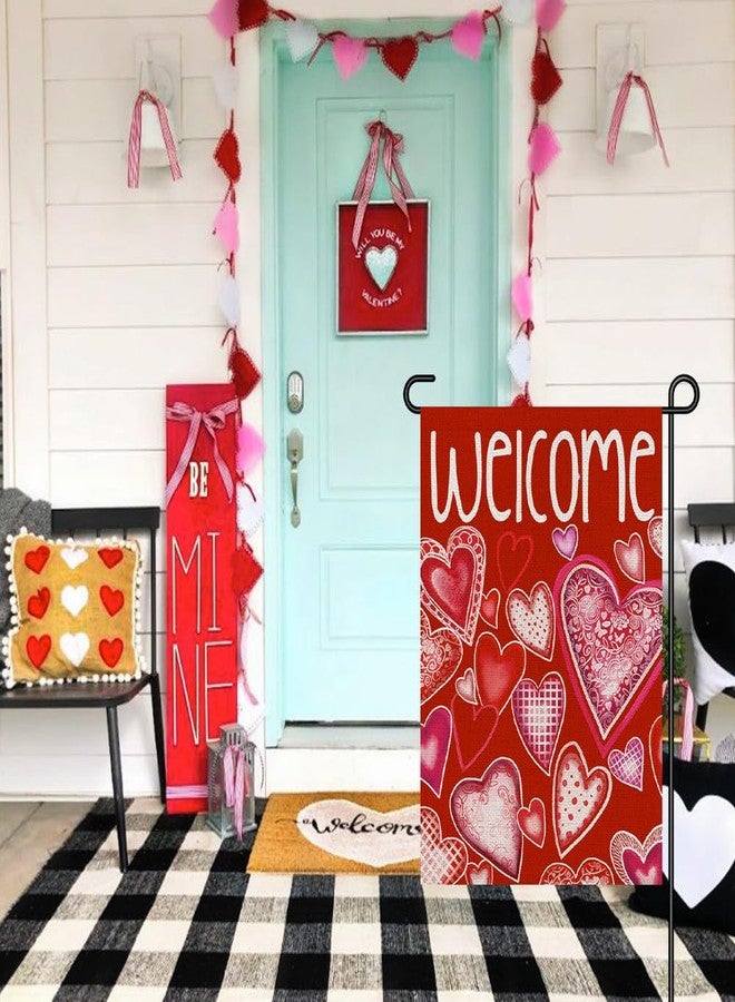 Decorhua Valentine Day Garden Flag Burlap 12x18 Double Sided, Spring Love Heart Sign Decoration for Outdoor Seasonal Yard DF397 - Image 5