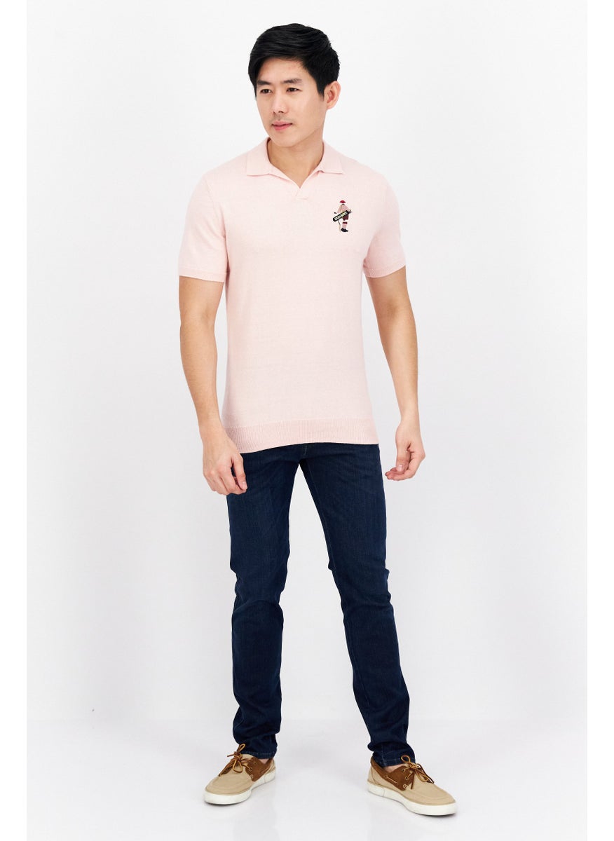 Men Embroidered Logo Textured Short Sleeves Polo Shirts, Free Pink - pzsku/ZFBACEB98B3F490839E08Z/45/_/1737641988/35b38a67-83b6-4922-9ecb-96997d27a216