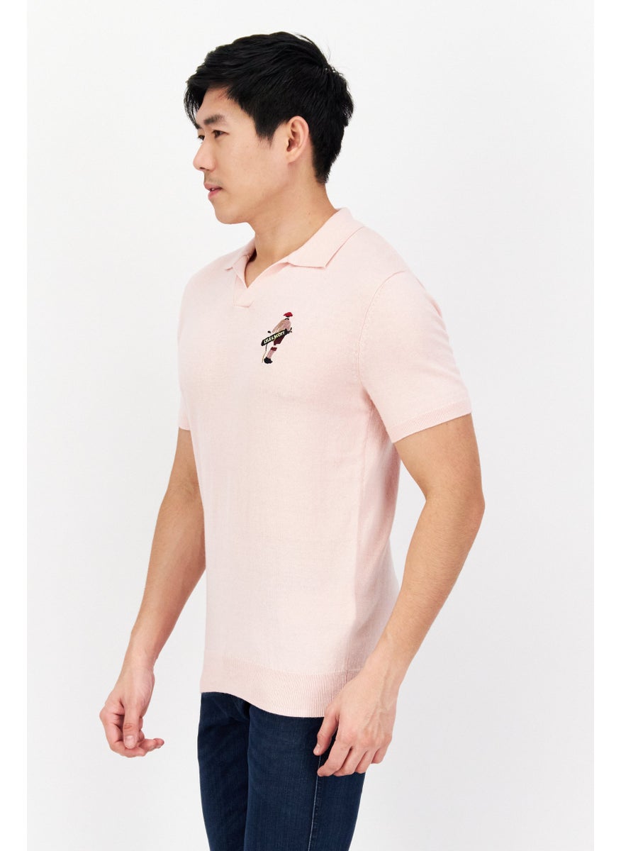 Men Embroidered Logo Textured Short Sleeves Polo Shirts, Free Pink - pzsku/ZFBACEB98B3F490839E08Z/45/_/1737641989/2a3c8e6f-4849-4596-8409-3f624346275c