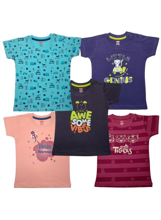 لوفلاب تي شيرت لوف لاب للأولاد بأكمام نصفية، متعدد الألوان، قطن ١٠٠٪، فستان للأولاد، ملابس للأولاد، ملابس أطفال، عبوة من ٥ قطع - Image 1