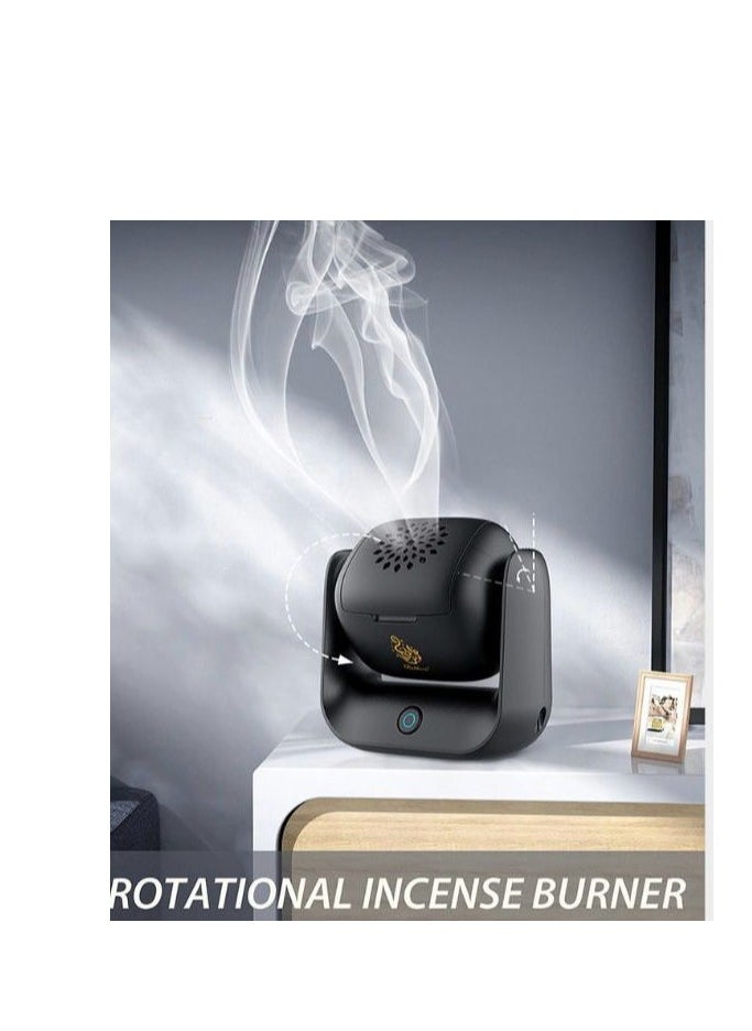 Bukhoon موقد بخور حديث دوار – موقد بخور قابل لإعادة الشحن ببطارية 1500 مللي أمبير، تسخين سريع 700°C، شحن نوع-C، مؤشر LED ورأس دوار بزاوية 90° – موزع عود محمول بدون لهب للاستخدام في المنزل، السيارة والسفر - Image 4