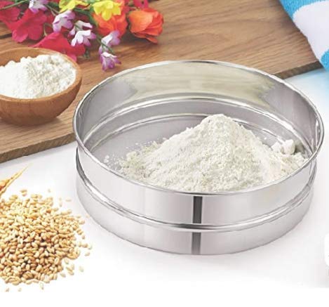 UE Stainless Steel 4 in 1 Interchangeable Sieve/Chalni 1 Unit | Set of 5 | Silver | Gehu/Flour/Atta/Maida Chalni/Spices/Food Strainers, Jaali Channi for Everyday in Kitchen Tools (Size 11) - Image 4