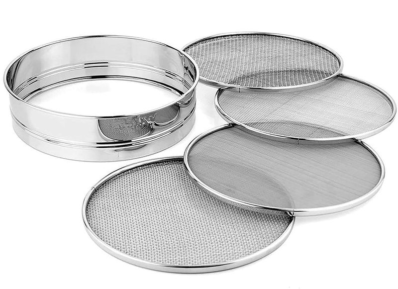 UE Stainless Steel 4 in 1 Interchangeable Sieve/Chalni 1 Unit | Set of 5 | Silver | Gehu/Flour/Atta/Maida Chalni/Spices/Food Strainers, Jaali Channi for Everyday in Kitchen Tools (Size 11) - Image 1