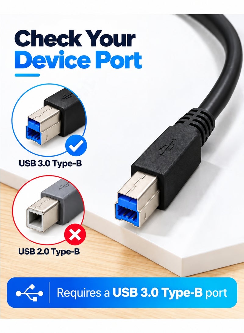 FUJISHKA USB 3.0 A to USB B Cable 1.5 Meter, Type A Male to Type B 3.0 Male Printer Cable USB 3.0 Type B Compatible with Docking Station, External Hard Drivers, Scanner, Printer - Image 2