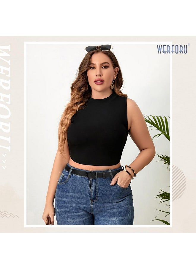 Werforu - Women Black Leather Belt Plus Size Polished Buckle For Jeans Pants(Suit For Size 46-50 Inches, Black) - Image 1