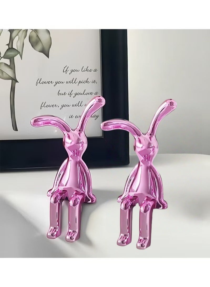 2-Piece Set of Whimsical Sitting Rabbit Car Decorations - Adorable Long-Legged Design, Center Console Decoration, and Personalized Interior Ornaments for a Fun and Playful Car Interior - Image 1