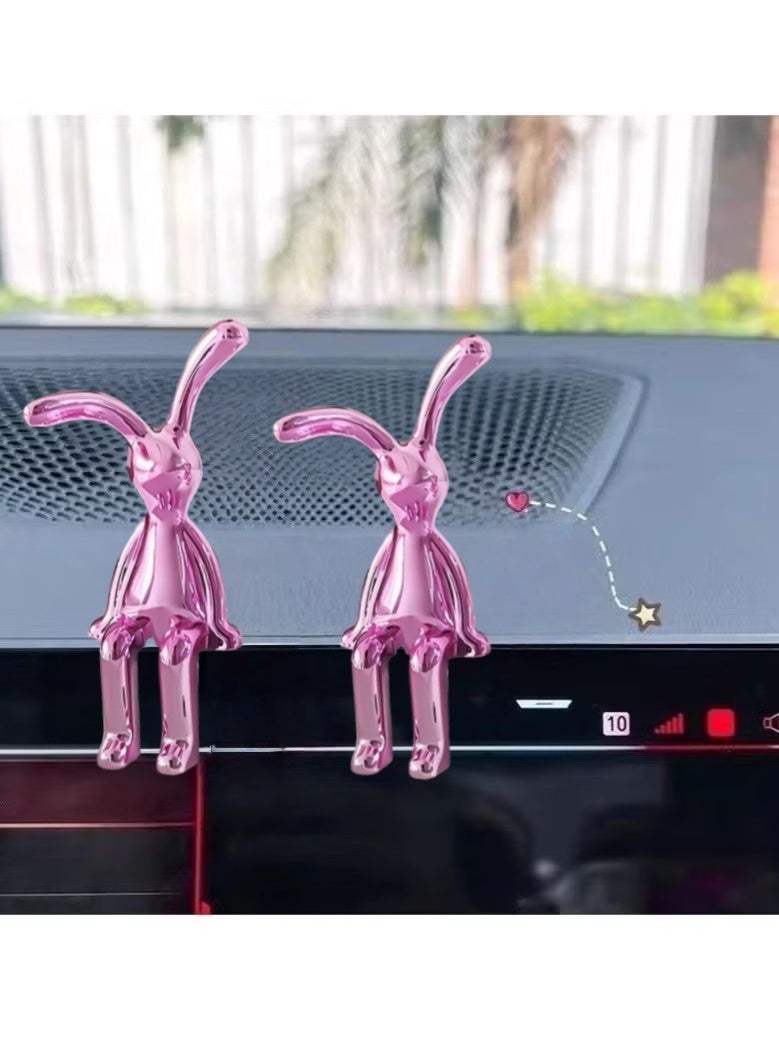 2-Piece Set of Whimsical Sitting Rabbit Car Decorations - Adorable Long-Legged Design, Center Console Decoration, and Personalized Interior Ornaments for a Fun and Playful Car Interior - Image 5