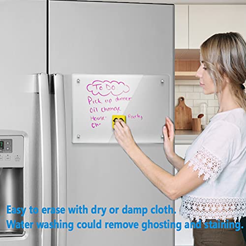 RR RAXMIN Acrylic Note Board Refrigerator Dry Erase Board Magnetic Clear 15”x11 Includes 4 Dry Erase Markers - Image 3