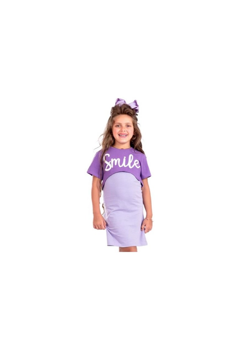 Girls' light purple dress with a purple top 