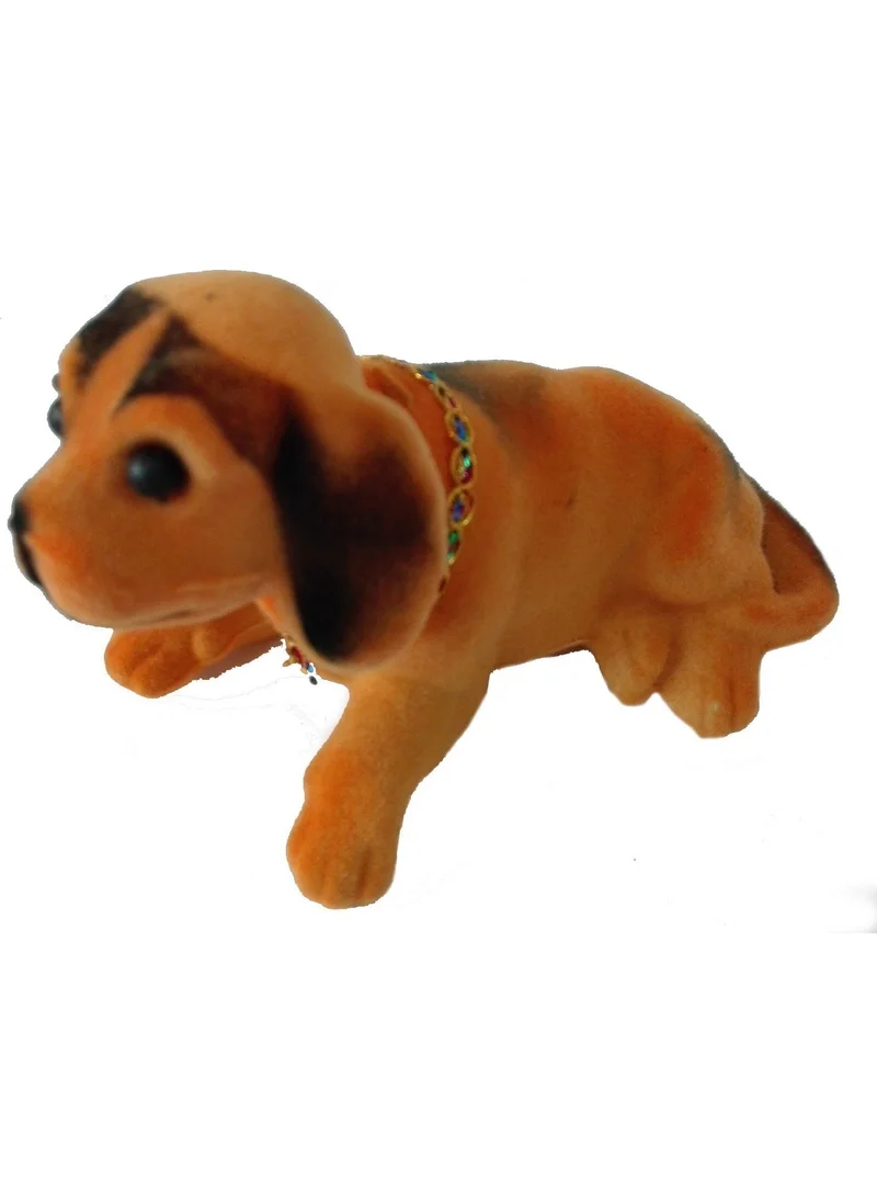 BarkoFix 3 Pieces Set Together - Head Shaking Dog Set on the Dashboard 14X7X7 cm Brown White Orange