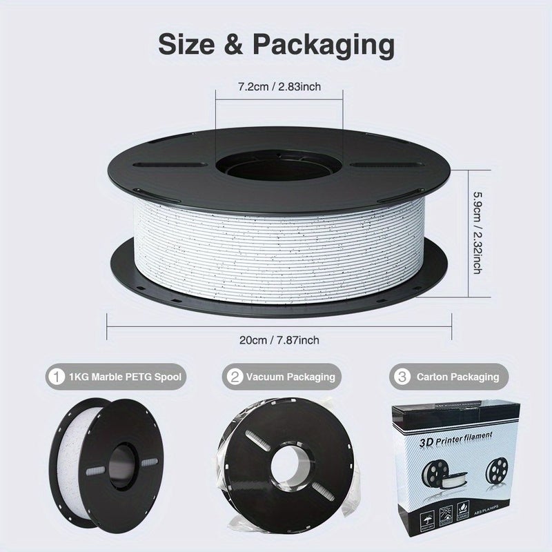 1.75mm Blue PETG 3D Printing Filament 2.2LB No Layer Lines Marble Texture Surface Compatible with Most FDM 3D Printers High Quality Durable Easy to Use - Image 2