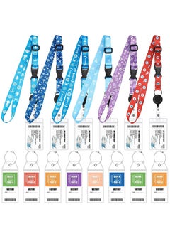 6 Sets Cruise Lanyards, Retractable Carnival Cruise Lanyard with 8 Waterproof Luggage Tag Holders Set, Adjustable Cruise Lanyard with Detachable Badge Holder for Cards Accessories (Fresh Sailing)