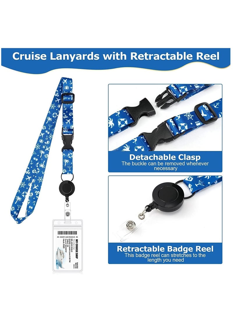 KASTWAVE - 6 Sets Cruise Lanyards, Retractable Carnival Cruise Lanyard with 8 Waterproof Luggage Tag Holders Set, Adjustable Cruise Lanyard with Detachable Badge Holder for Cards Accessories (Fresh Sailing) - Image 1