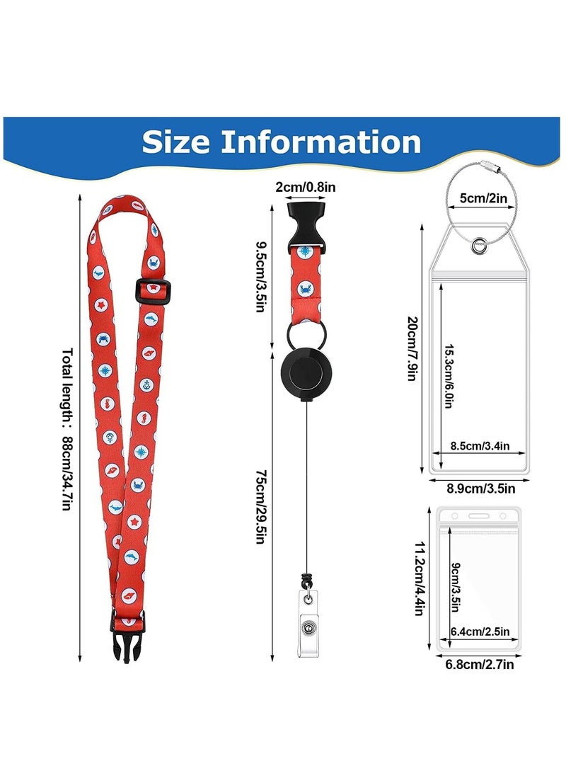 KASTWAVE - 6 Sets Cruise Lanyards, Retractable Carnival Cruise Lanyard with 8 Waterproof Luggage Tag Holders Set, Adjustable Cruise Lanyard with Detachable Badge Holder for Cards Accessories (Fresh Sailing) - Image 1