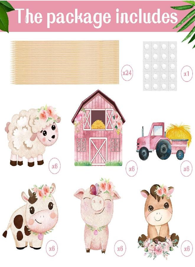 Hotop - Hotop 30 Pcs Farm Animal Centerpiece Sticks Floral Animals Table Toppers Birthday Party Supplies Decor for Girls Theme Topper Photo Booth Props - Image 1