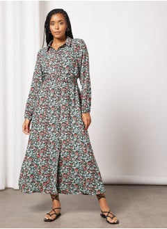 Printed Button Down Dress