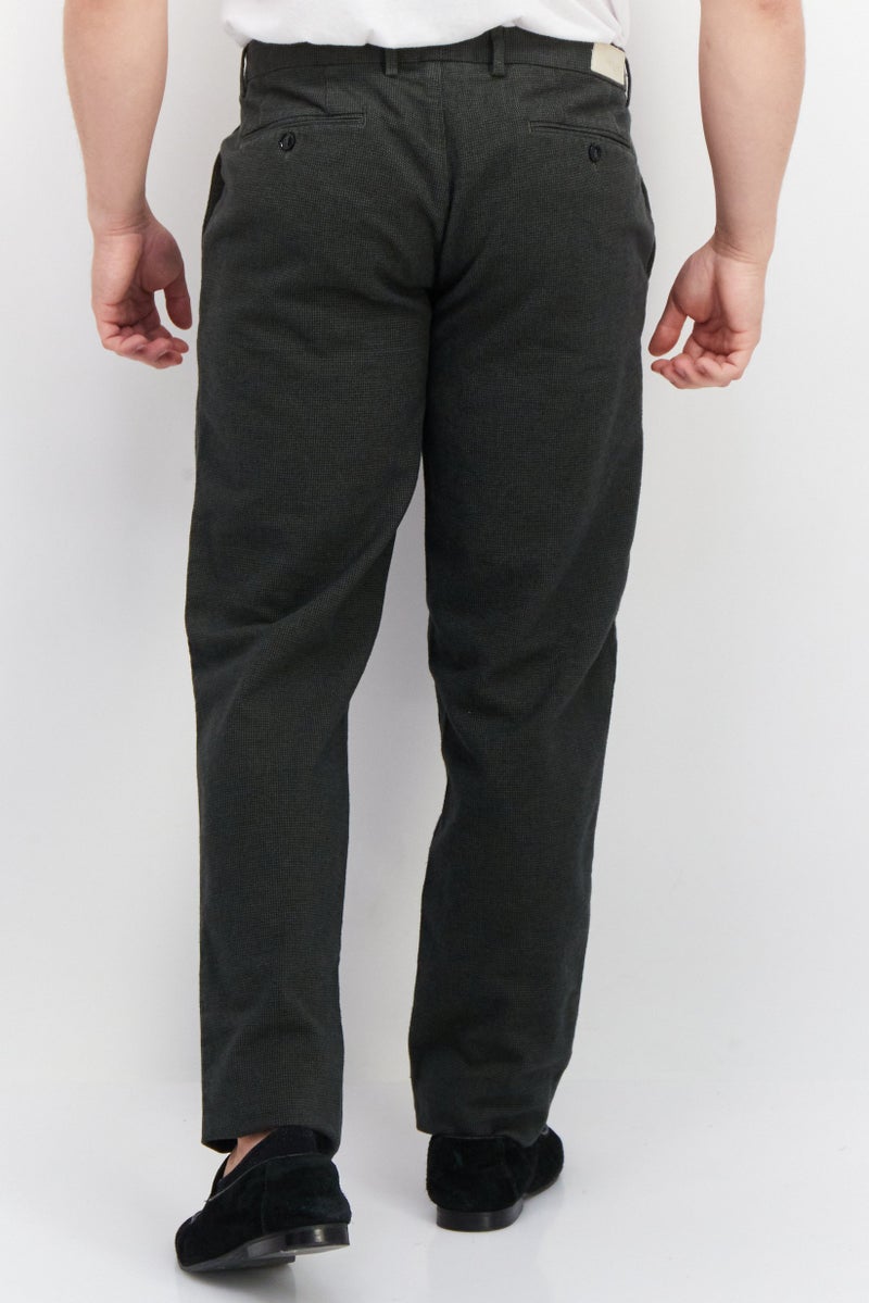 TRUSSARDI JEANS - Men Regular Fit Textured Chino Pants, Dark Olive - Image 1