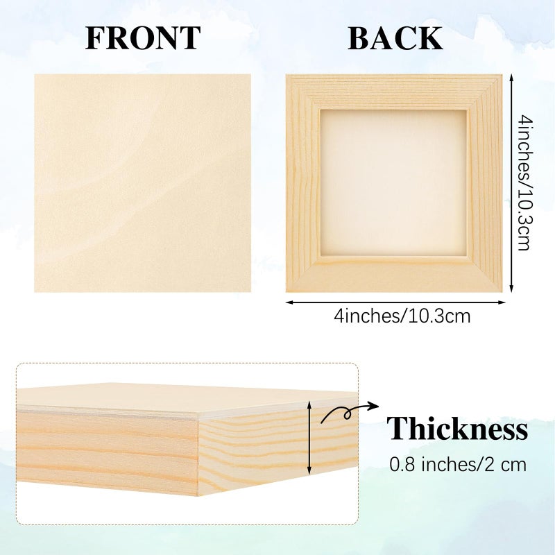 Aodaer 16 Pack Wood Panels 4 X 4 Inch Wooden Panels Canvas Unfinished Craft Wood Boards Panels For Art Crafts Acrylic And Oil Painting Pouring Diy Projects - Image 2