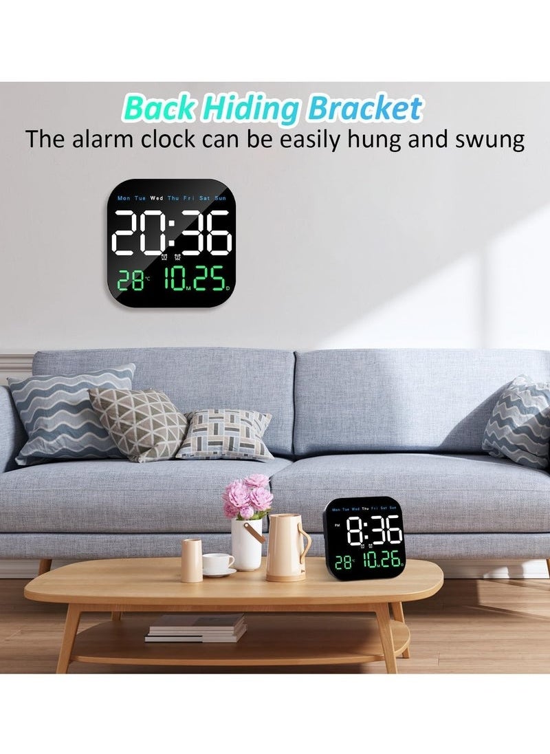Generic - Digital Wall Clock, LED Digital Clock with Remote Control for Living Room Decoration, Week, Date, Temperature in 3 Colors, Auto Brightness, Standing and Hanging - Image 1