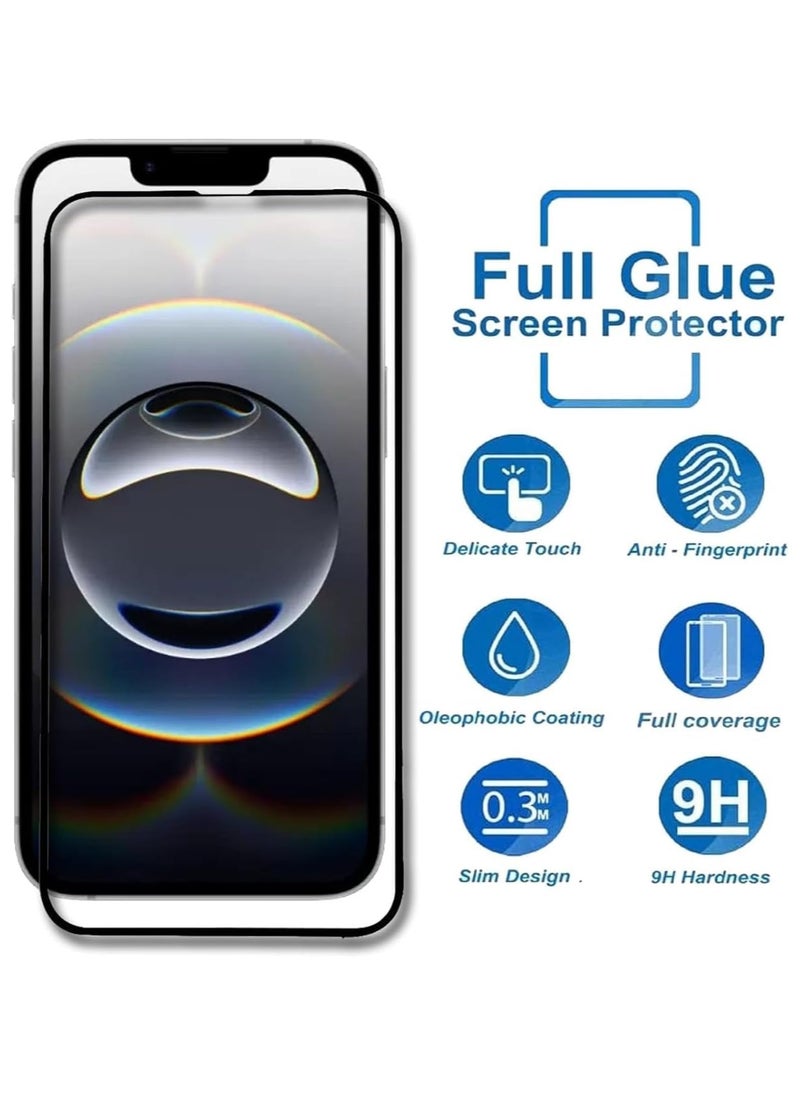 Generic - Iphone 16E Screen Protector Full Glue Bubble Free Anti-Scratch Anti-Fingerprint 9H Hardness 3D Curved Edge Tempered Glass Screen Protector for Iphone 16e 2025 5D Black - Image 1