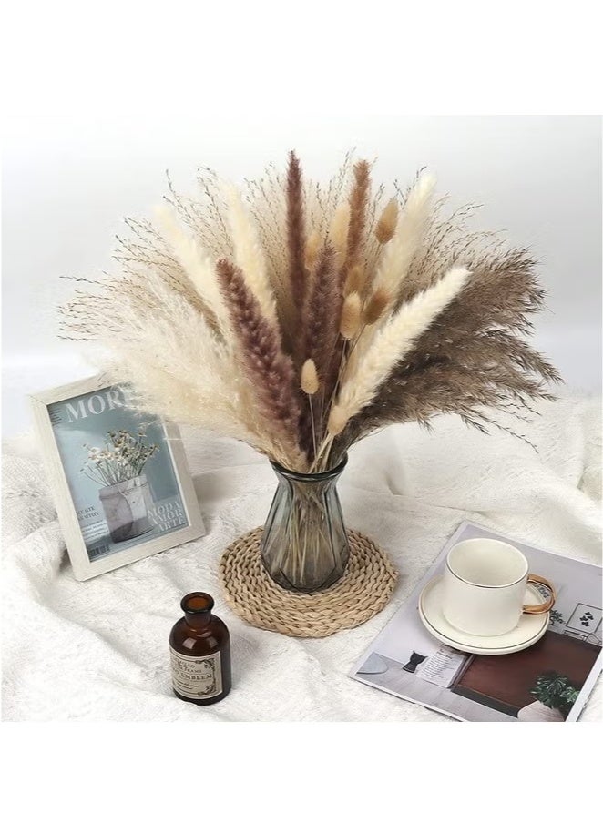Natural Dried Pampas Grass Bouquet 100 Pcs Dried Reed Flowers Boho Home Decor Fluffy Stem Bouquet for Home Table Decorations Wedding Floral Arrangements - Image 3