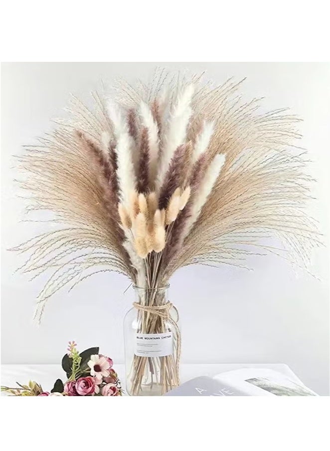 Natural Dried Pampas Grass Bouquet 100 Pcs Dried Reed Flowers Boho Home Decor Fluffy Stem Bouquet for Home Table Decorations Wedding Floral Arrangements - Image 5