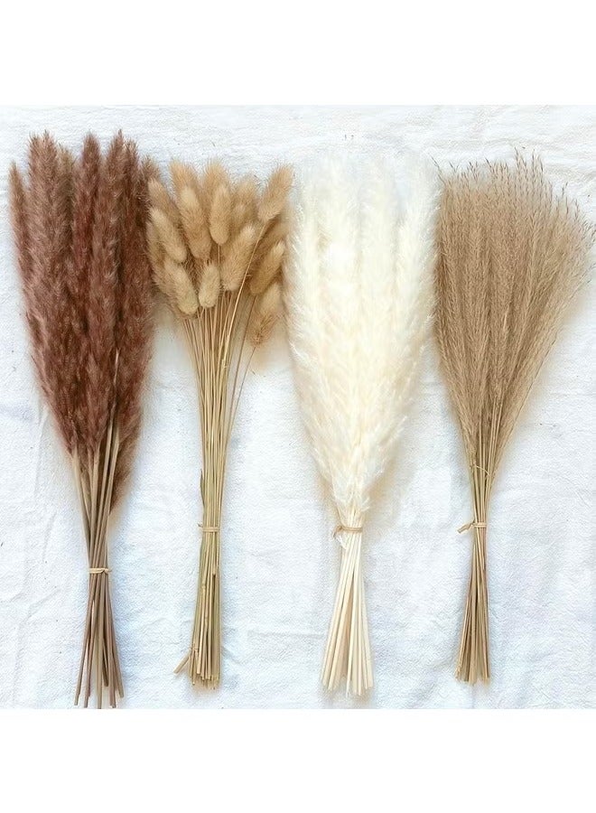 Natural Dried Pampas Grass Bouquet 100 Pcs Dried Reed Flowers Boho Home Decor Fluffy Stem Bouquet for Home Table Decorations Wedding Floral Arrangements - Image 1
