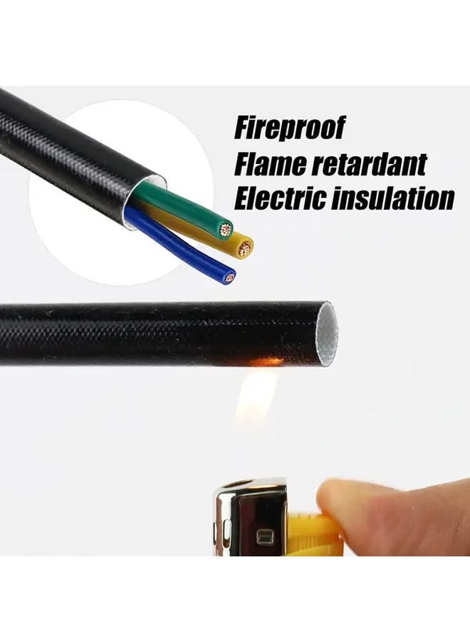 35mm Black Flame Retardant Fiberglass Braided Sleeve 3m Length High Temperature Resistant - Image 4