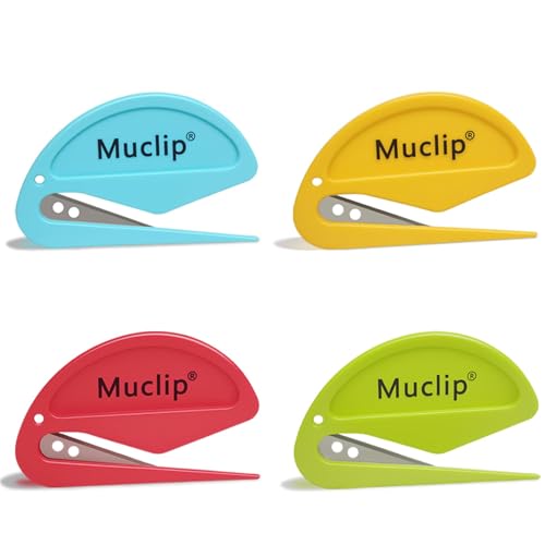 MUCLIP 4 Pack Letter Opener Envelope Slitter - Ergonomic ABS Grip, Hidden Stainless Steel Blade,Fast Opener for Envelope,Letter,Mail,Package,Ideal for Office,Home,Business (Boxed) - Image 1