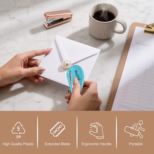 MUCLIP 4 Pack Letter Opener Envelope Slitter - Ergonomic ABS Grip, Hidden Stainless Steel Blade,Fast Opener for Envelope,Letter,Mail,Package,Ideal for Office,Home,Business (Boxed) - Image 3
