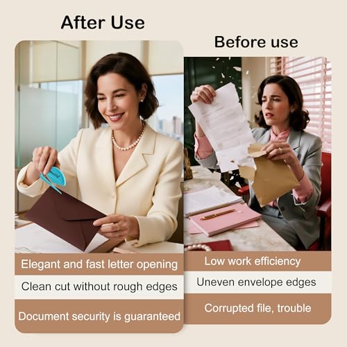 MUCLIP 4 Pack Letter Opener Envelope Slitter - Ergonomic ABS Grip, Hidden Stainless Steel Blade,Fast Opener for Envelope,Letter,Mail,Package,Ideal for Office,Home,Business (Boxed) - Image 4